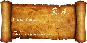 Raab Absa névjegykártya